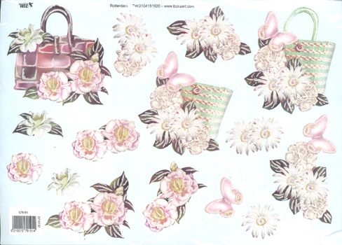3D TBZ Tasker og blomster med glimmer